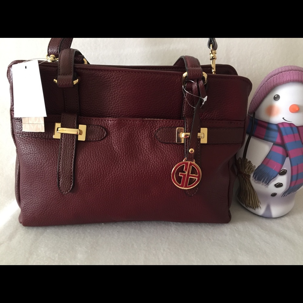 Giani Bernini Pebble Bridle Leather Tote (Wine) - Picture 2 of 11